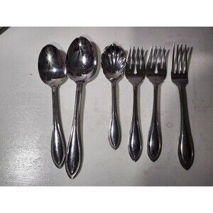 Oneida Arbor American Harmony Flatware Lot 6 Sugar Spoon Salad Forks Spoons Fork
